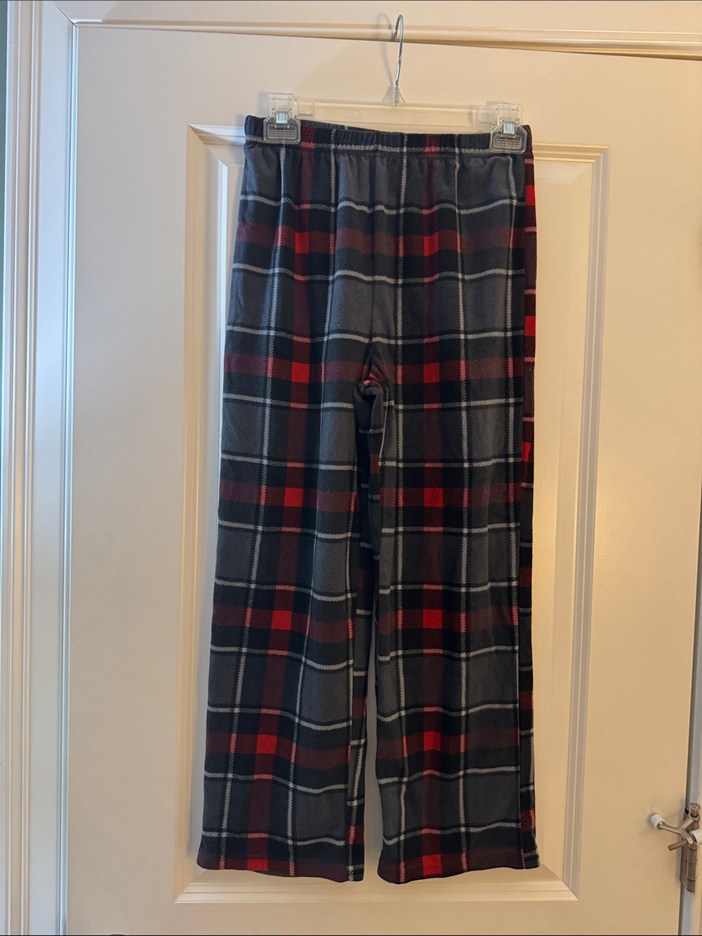 Cuddl Duds Red & Gray Plaid Fleece Pajama Pants